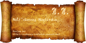 Nádassy Nadinka névjegykártya